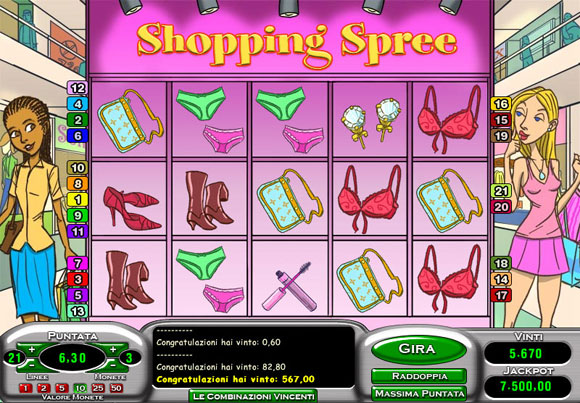 slot machine shopping spree