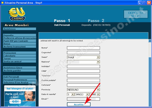 bonus senza deposito eucasino